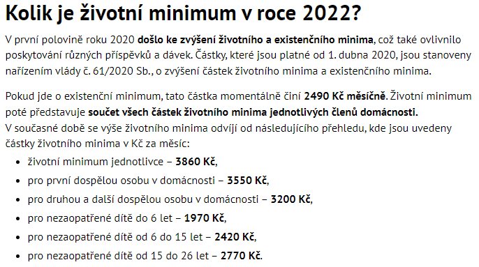 67) Kolik je životní minimum
