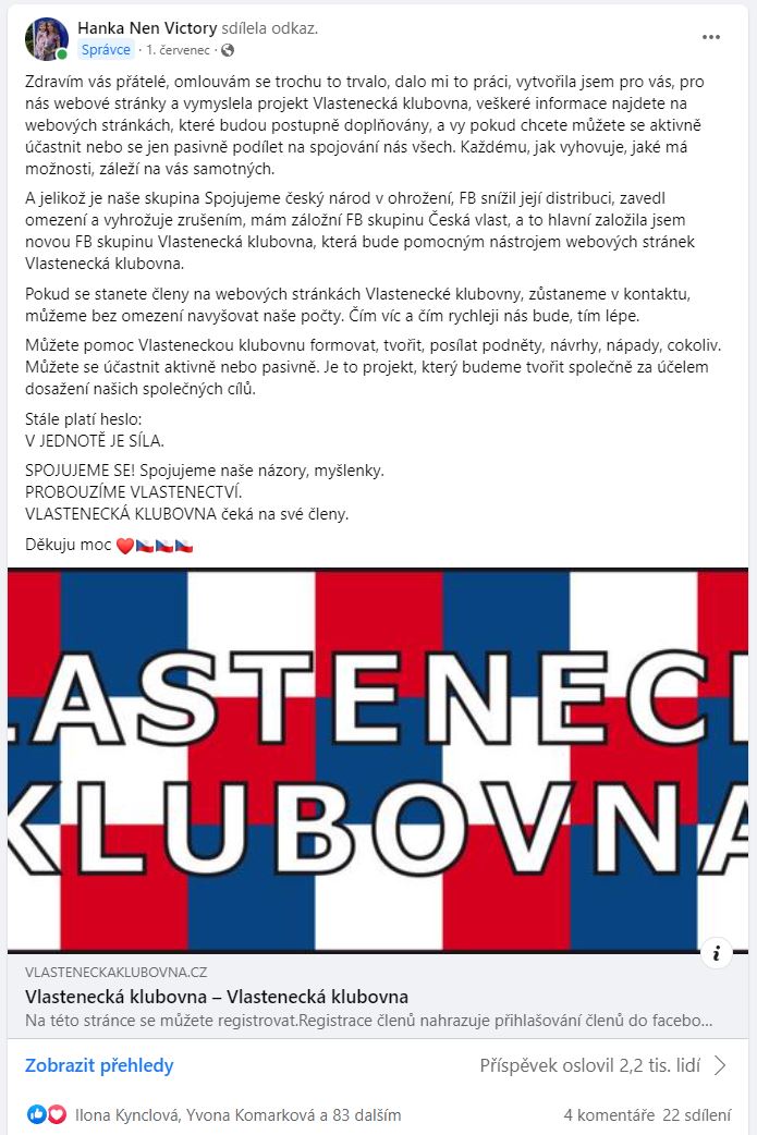 založení Vlastenecké klubovny